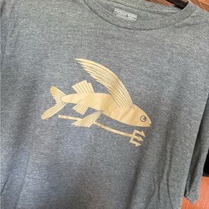 Patagonia Gray Tee with Gold Flying Fish Graphic